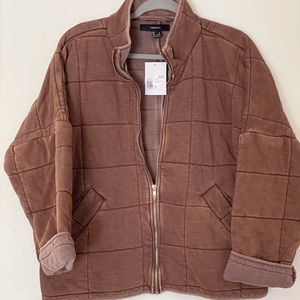 Forever 21 Dark Brown Quilted Jacket (FP Dupe) S